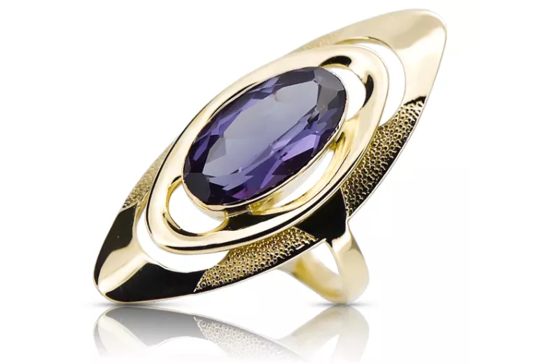 Ring Alexandrite 14K Yellow gold Vintage style vrc189y